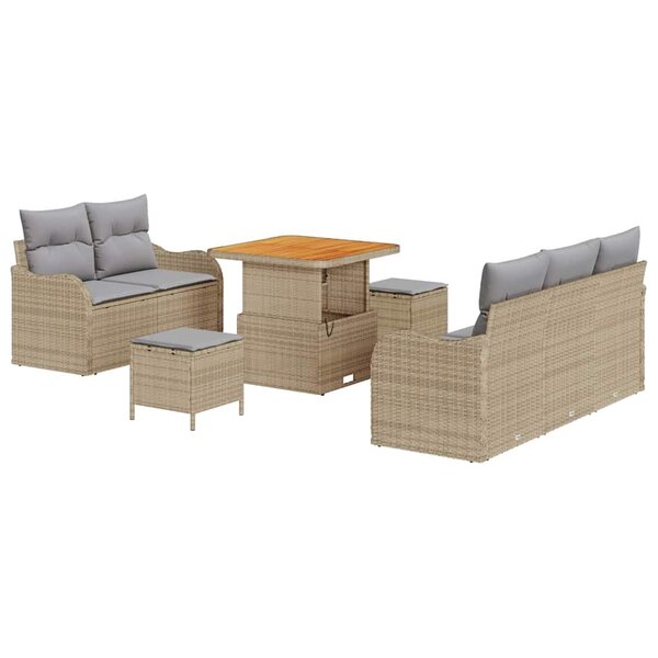 vidaXL Ensemble de canapé de jardin 8 Pièces Beige  Gris clair