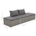vidaXL Lit de jardin Gris 195x60 cm Résine tressée