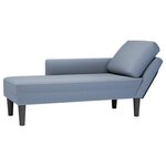 vidaXL Chaise longue avec coussin bleu tissu en velours côtelé