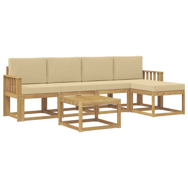 vidaXL Ensemble de canapés d'extérieur 6 pc Blanc et Beige