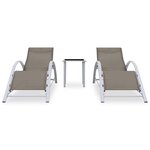 vidaXL Chaises longues lot de 2 avec table Aluminium Taupe