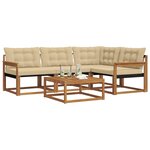 vidaXL Ensemble de canapés d'extérieur 5 Pièces Naturel et Beige