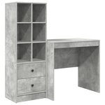 Bureau vidaXL avec rangement Gris béton Bois d'ingénierie