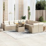 vidaXL Salon de jardin 11 Pièces avec coussins beige résine tressée