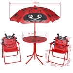 vidaXL Jeu de bistro avec parasol pour enfants 3 Pièces Rouge