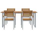 vidaXL Ensemble de salle à manger pour jardin 5 Pièces Gris et marron