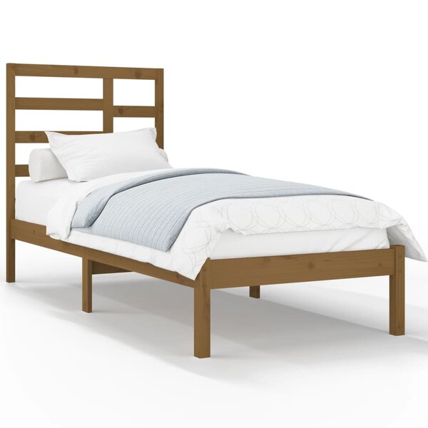 vidaXL Cadre de lit sans matelas marron miel bois massif 100x200 cm