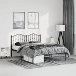 vidaXL Cadre de lit métal sans matelas avec tête de lit noir 135x190cm