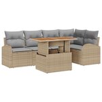 vidaXL Ensemble de canapé de jardin 6 Pièces Beige Poly rotin