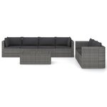 vidaXL Salon de jardin 8 Pièces avec coussins résine tressée gris