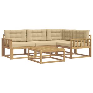 vidaXL Ensemble de canapés d'extérieur 5 Pièces Blanc et Beige