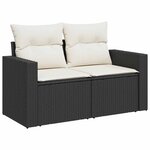 vidaXL Salon de jardin 9 Pièces avec coussins noir résine tressée