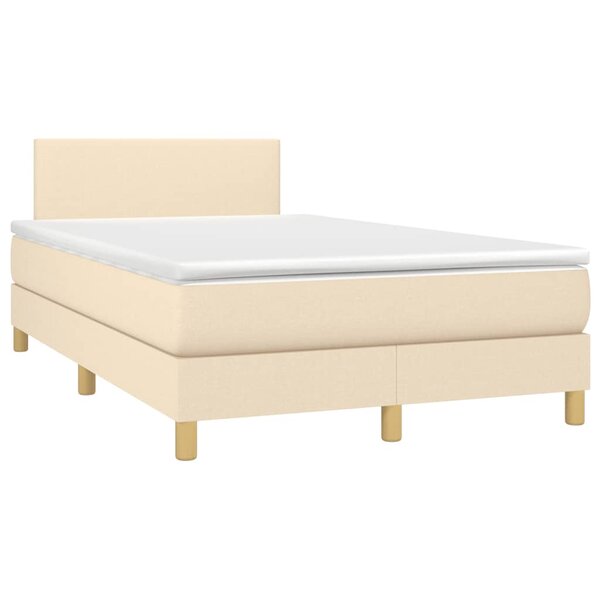 vidaXL Sommier à lattes de lit avec matelas crème 120x190 cm tissu