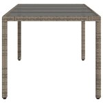 vidaXL Table de jardin dessus en verre Gris 190x90x75cm Résine tressée
