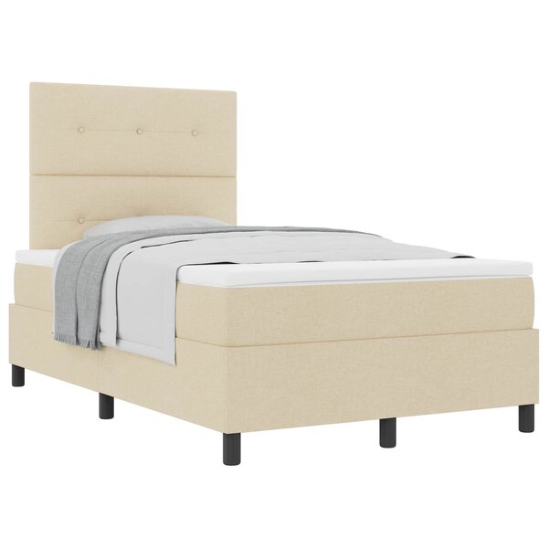 vidaXL Lit à ressorts avec matelas Crème 120 x 190 cm tissu