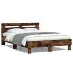 vidaXL Cadre de lit avec tête de lit chêne fumé 120x190 cm