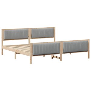 vidaXL Cadre de lit avec tête de lit Marron et gris clair 200 x 200 cm