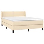 vidaXL Sommier à lattes de lit avec matelas Crème 140x200 cm Tissu