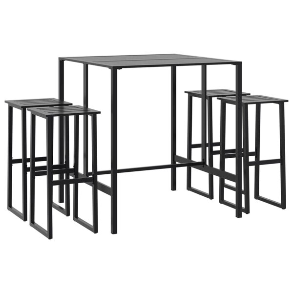 vidaXL Ensemble de bar de jardin 5 Pièces noir acier enduit de poudre