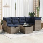 vidaXL Salon de jardin avec coussins 7 Pièces gris résine tressée