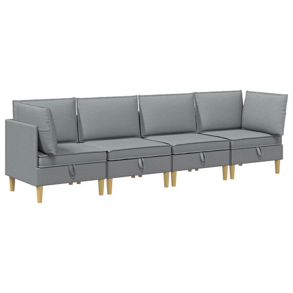 vidaXL Canapé modulaire avec rangement 4 Pièces Gris clair Tissu