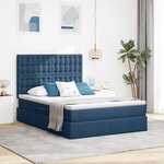 vidaXL Lit avec rangement et matelas Bleu 140 x 190 cm Polyester