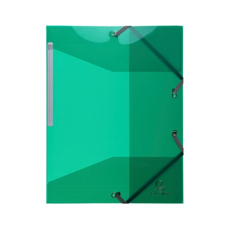 Exacompta : chemise 3 rabats elastiques 24x32cm polypropylène transparent vert