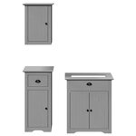 vidaXL Meubles de salle de bain 3 Pièces BODO gris bois de pin massif