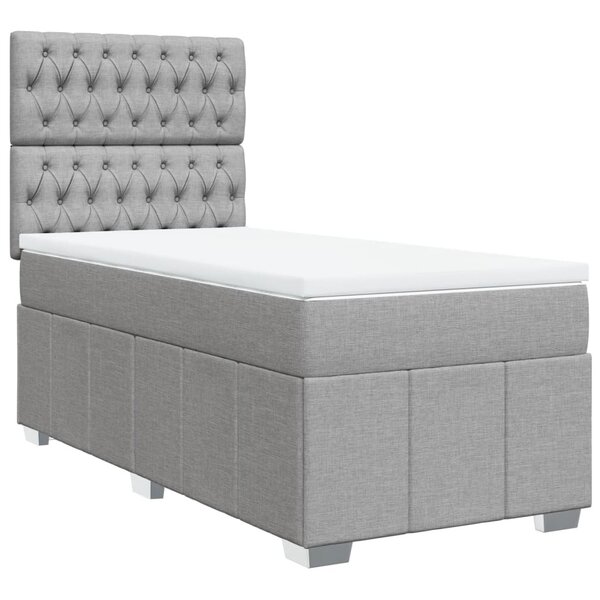 vidaXL Sommier à lattes de lit avec matelas Gris clair 100x200cm Tissu