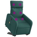 vidaXL Fauteuil inclinable de massage électrique Vert foncé Tissu
