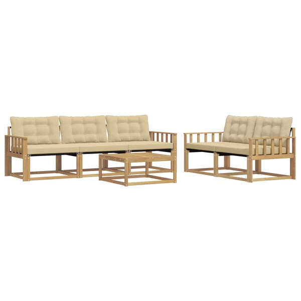 vidaXL Ensemble de canapés d'extérieur 6 Pièces Blanc et Beige