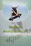 Carte Joyeux Anniversaire Paillettes Skateboard Garçon avec Enveloppe 12x17 5cm