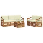 vidaXL Ensembles de canapés avec coussin 6 Pièces Naturel et Crème