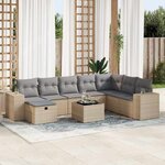 vidaXL Salon de jardin avec coussins 9 Pièces beige résine tressée