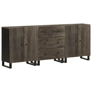 vidaXL Buffets 3 Pièces noir 60x33x75 cm bois massif de manguier
