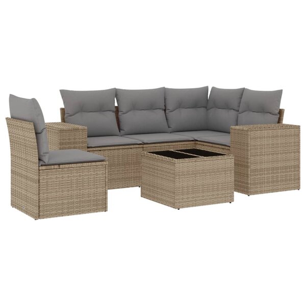 vidaXL Salon de jardin avec coussins 6 Pièces beige résine tressée