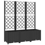 vidaXL Jardinière avec treillis Noir 120x40x136 cm PP