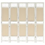 vidaXL Cloison de séparation 5 panneaux Crème 175x165 cm Tissu