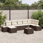 vidaXL Ensemble de canapé de jardin 8 Pièces Marron Poly rotin