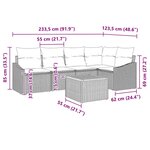 vidaXL Ensemble de canapé de jardin avec coussin 6 Pièces Noir Poly rotin