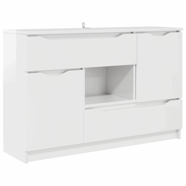 vidaXL Buffet Blanc brillant 100 x 30 x 65 6 Bois d'ingénierie