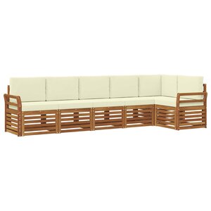vidaXL Ensemble de canapé d'angle avec coussin 6 Pièces Naturel et Crème
