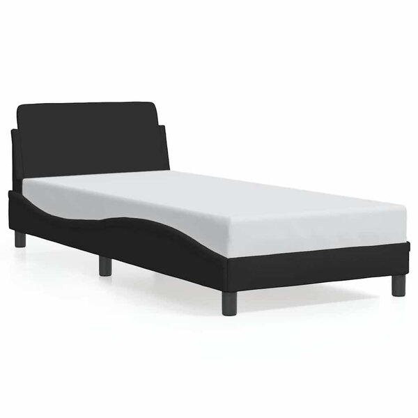 vidaXL Cadre de lit avec tête de lit Dover noir 90x190 cm tissu