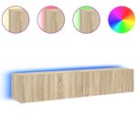 vidaXL Meubles TV muraux lumières LED 2 Pièces chêne sonoma 80x35x31 cm
