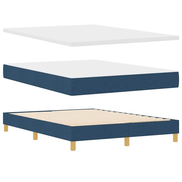 vidaXL Lit coffre avec matelas - Bleu  140 x 190 cm  tissu