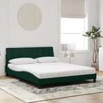 vidaXL Lit avec matelas Hanko vert foncé 160x200 cm velours