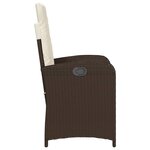 vidaXL Chaise inclinable de jardin avec coussins marron résine tressée