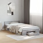 vidaXL Cadre de lit avec tiroir sans matelas sonoma gris 90x200 cm