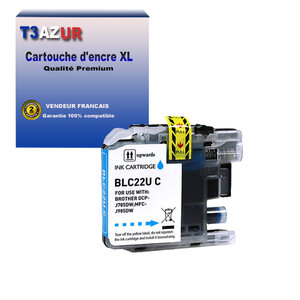 T3AZUR - Cartouche compatible avec Brother DCP-J785DW  MFC-J985DW  LC22U XL Cyan