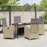 vidaXL Ensemble de salle à manger pour jardin 5 Pièces Beige polyrotin